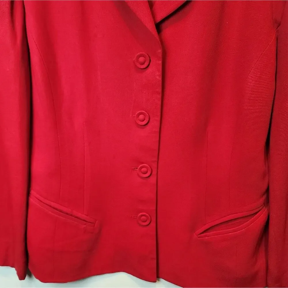 Carol‎ Anderson Red Blazer Jacket Vintage 90's Suit Jacket Women's Size 12